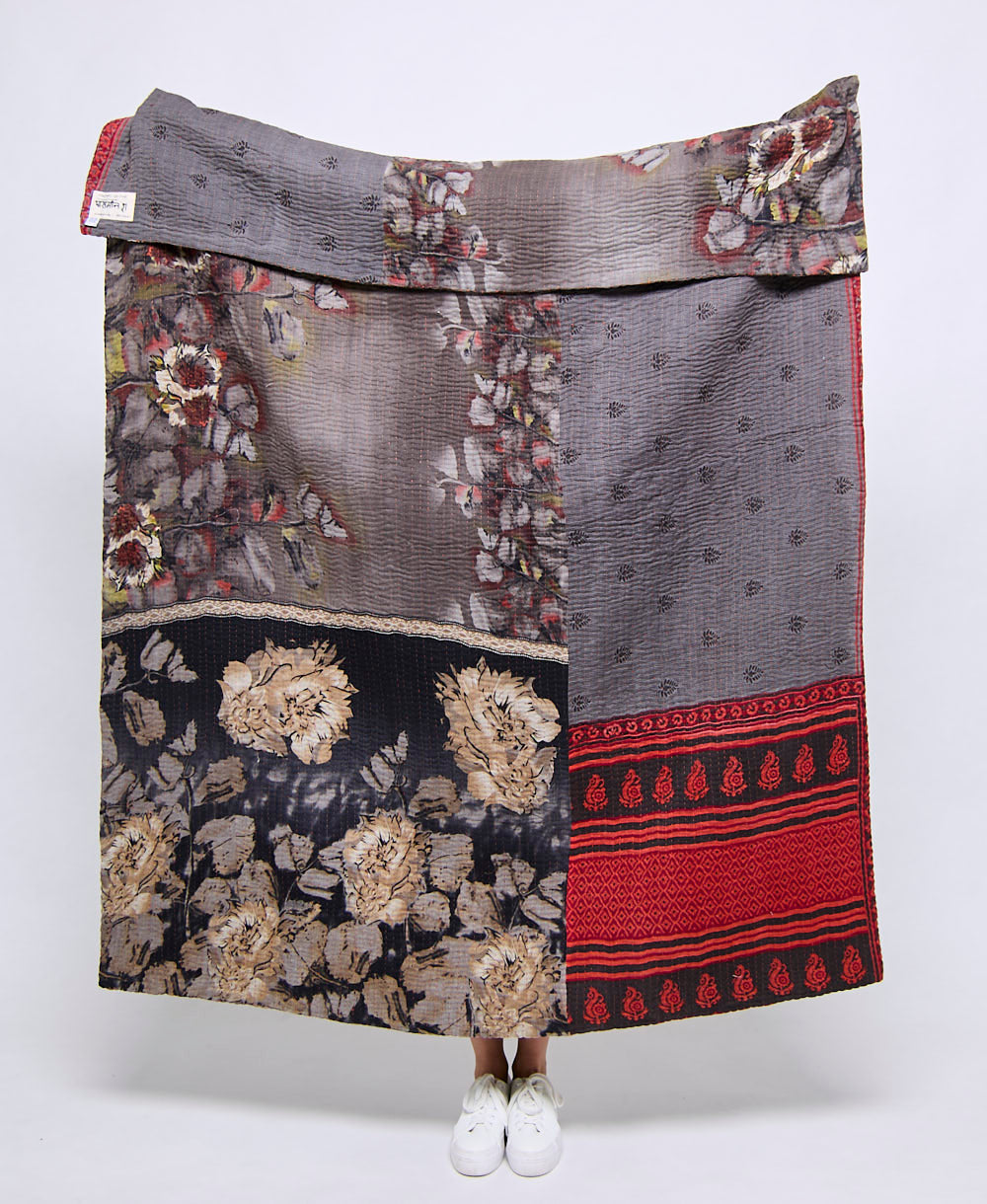 Artisan made kantha quilt throw