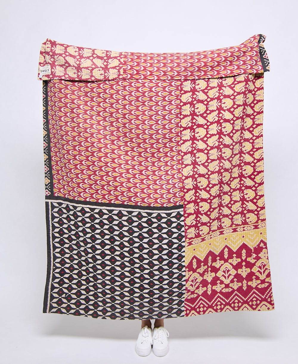 Artisan made kantha quilt throw