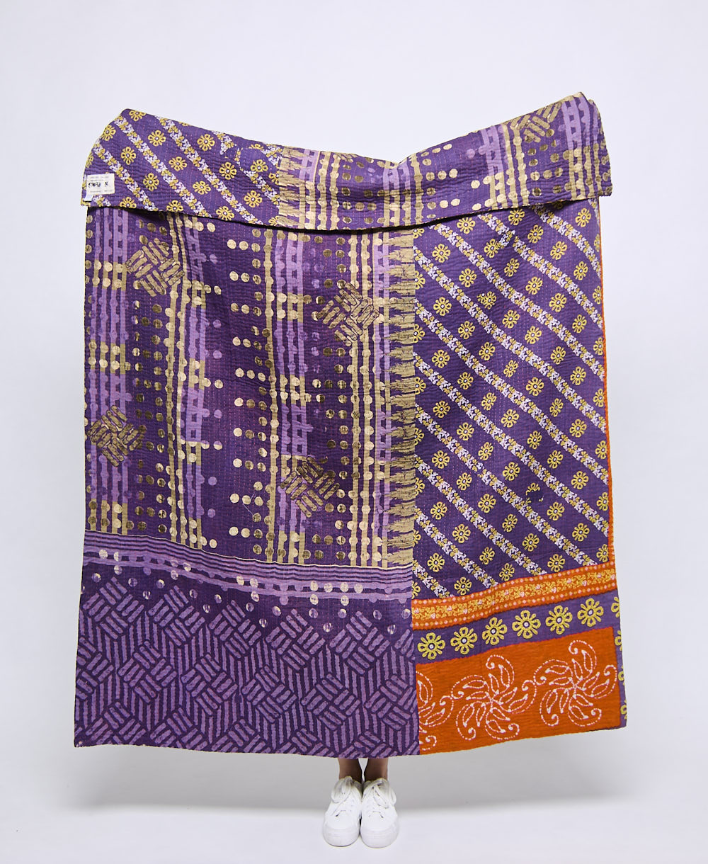 Artisan made kantha quilt throw