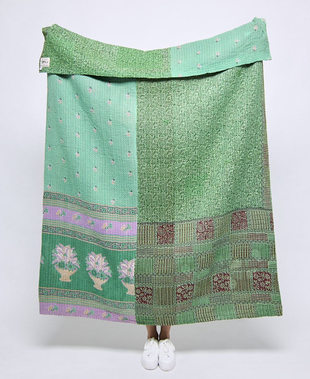 Artisan made kantha quilt throw