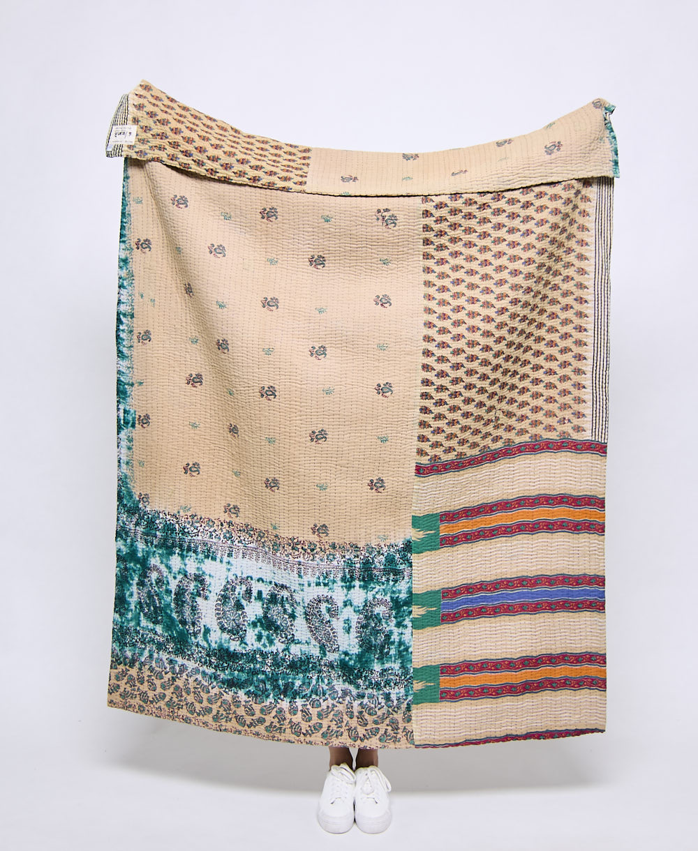 Artisan made kantha quilt throw