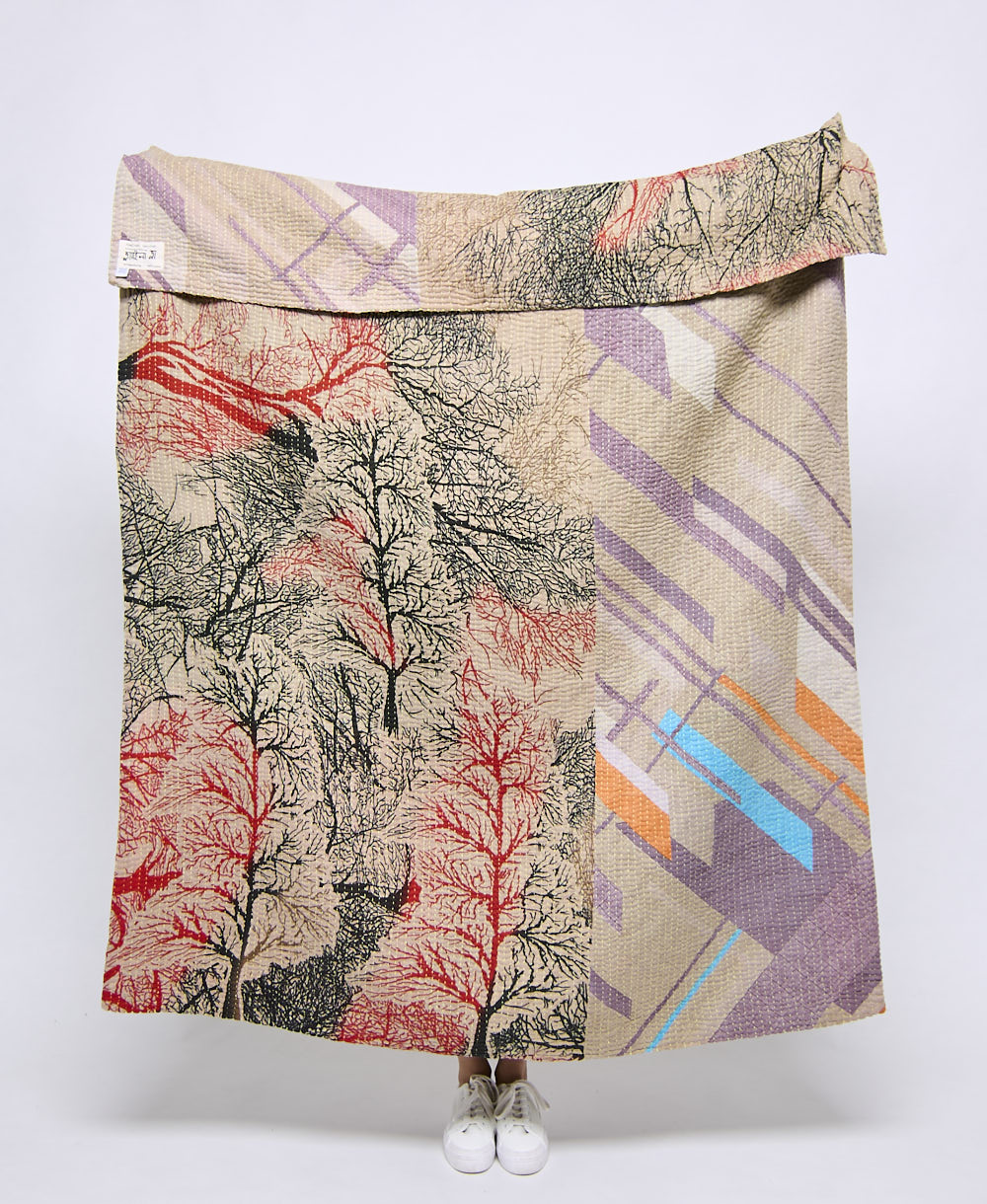 Artisan made kantha quilt throw