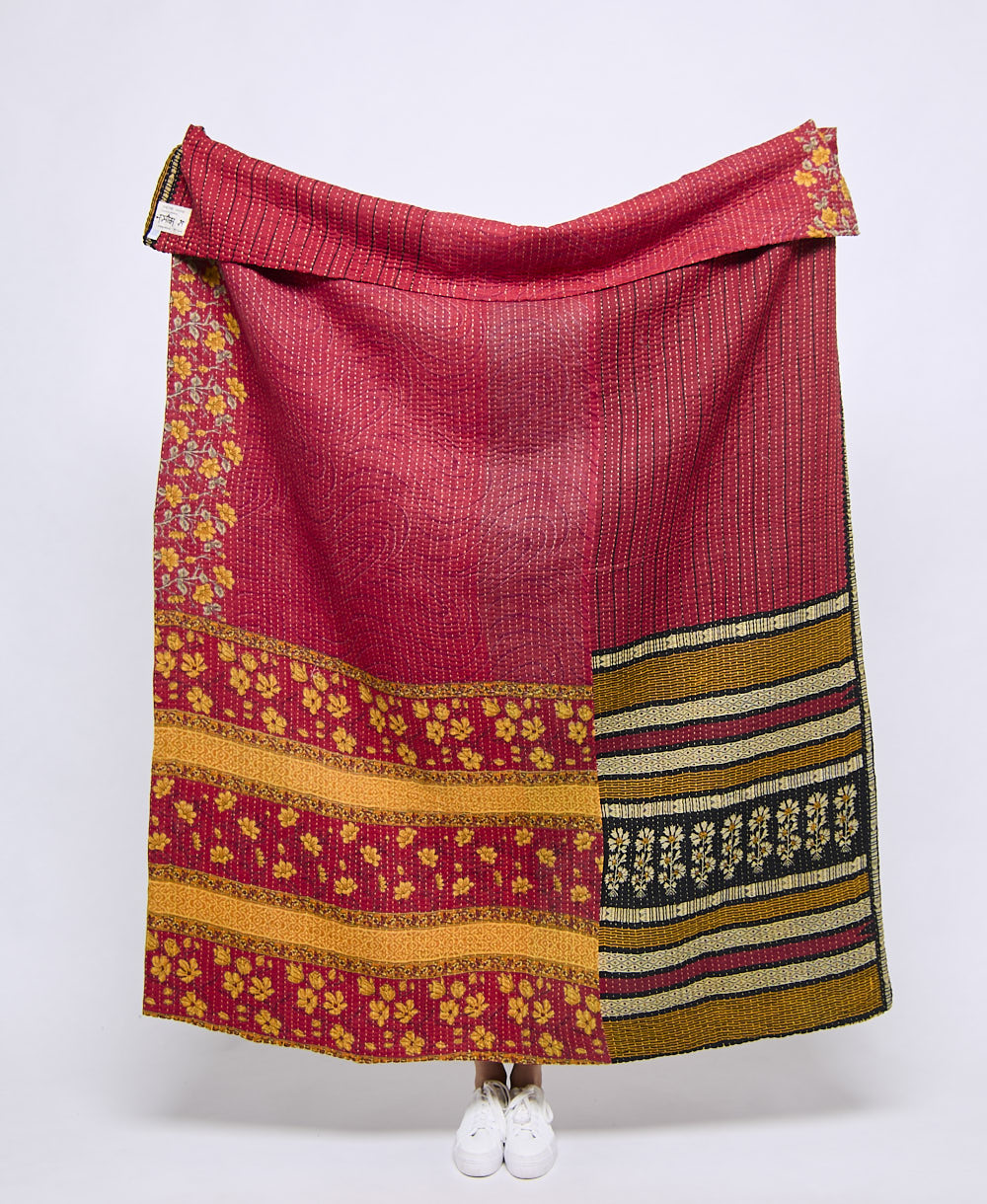 Artisan made kantha quilt throw