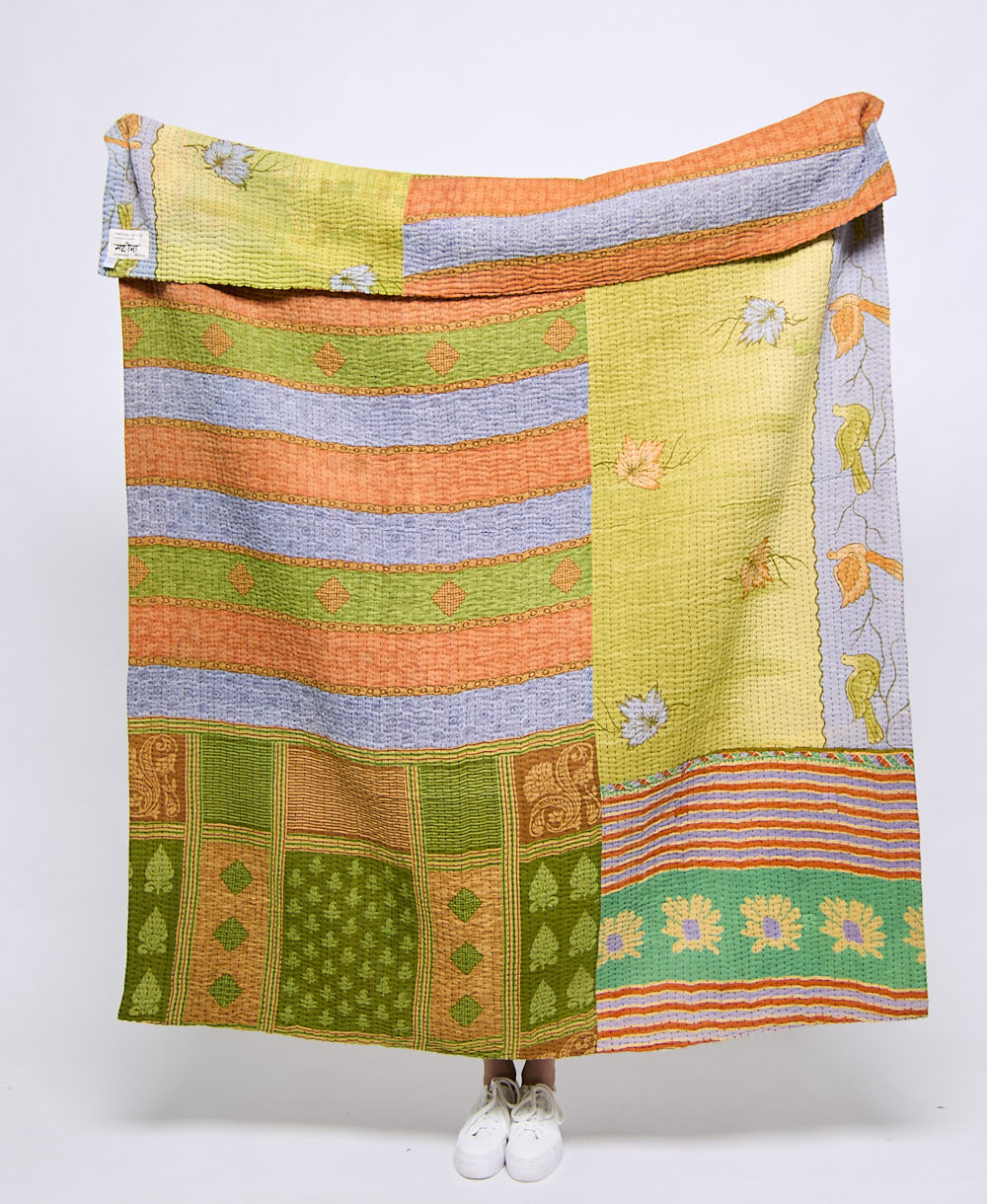 Artisan made kantha quilt throw
