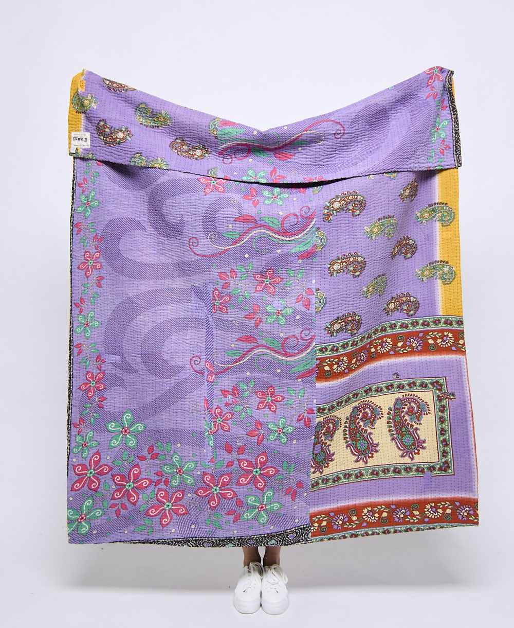 Artisan made kantha quilt throw