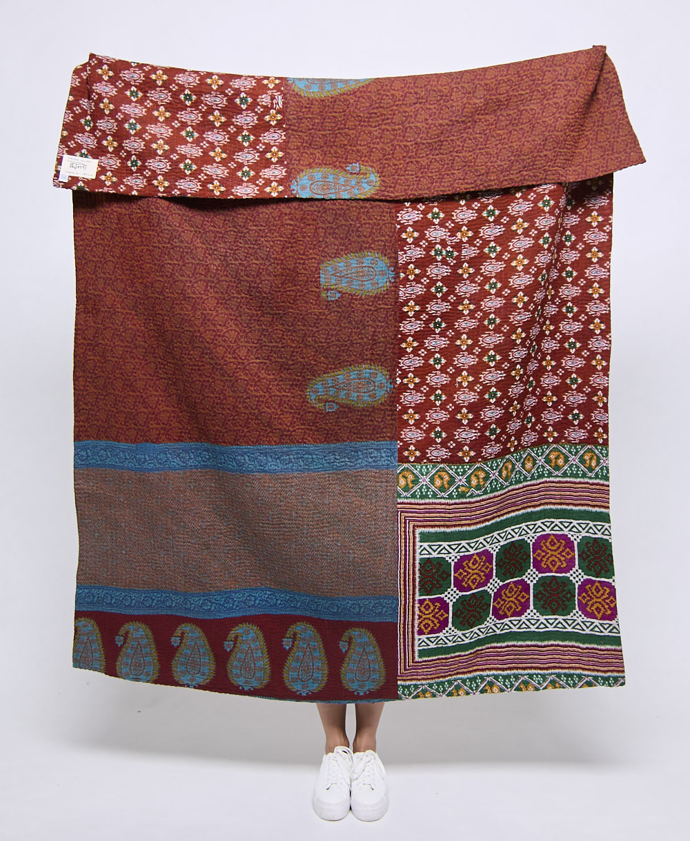 Artisan made kantha quilt throw