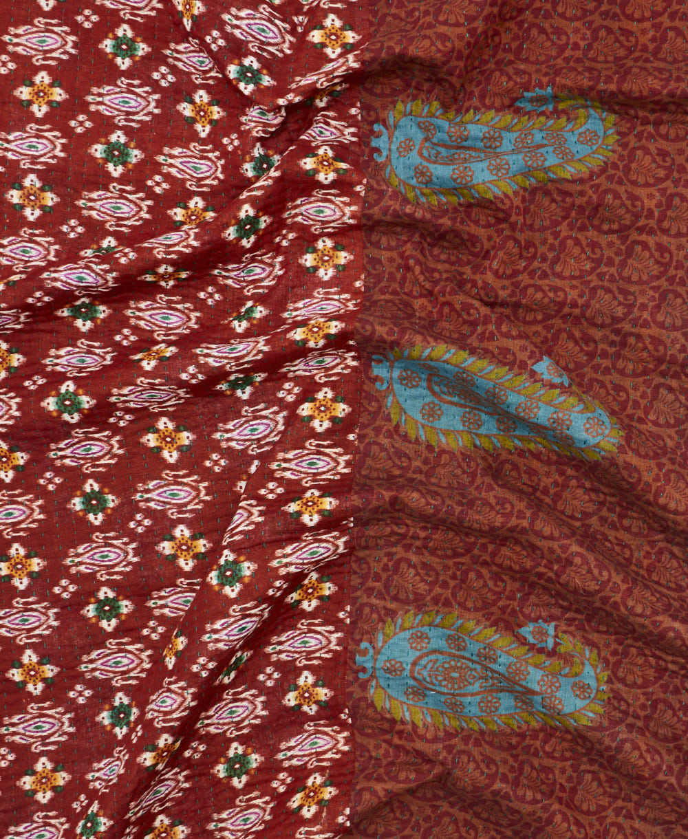 Kantha quilt throw made of recycled vintage saris