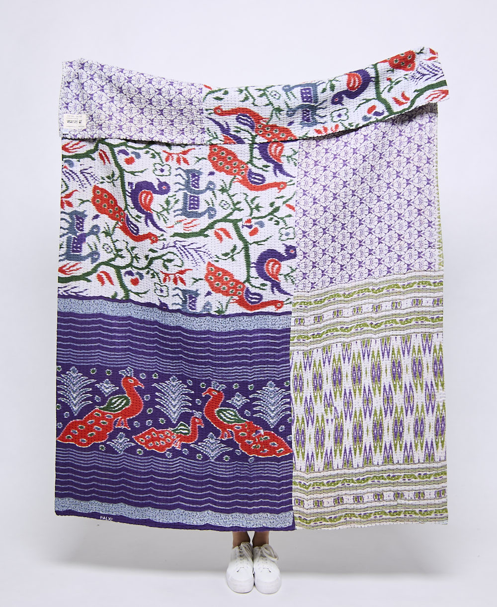 Artisan made kantha quilt throw