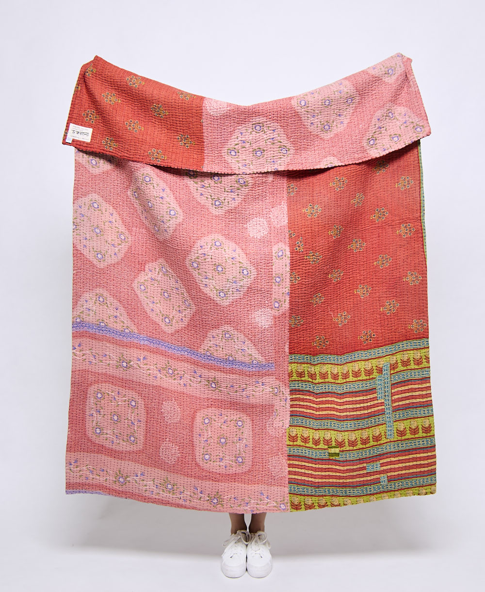Artisan made kantha quilt throw