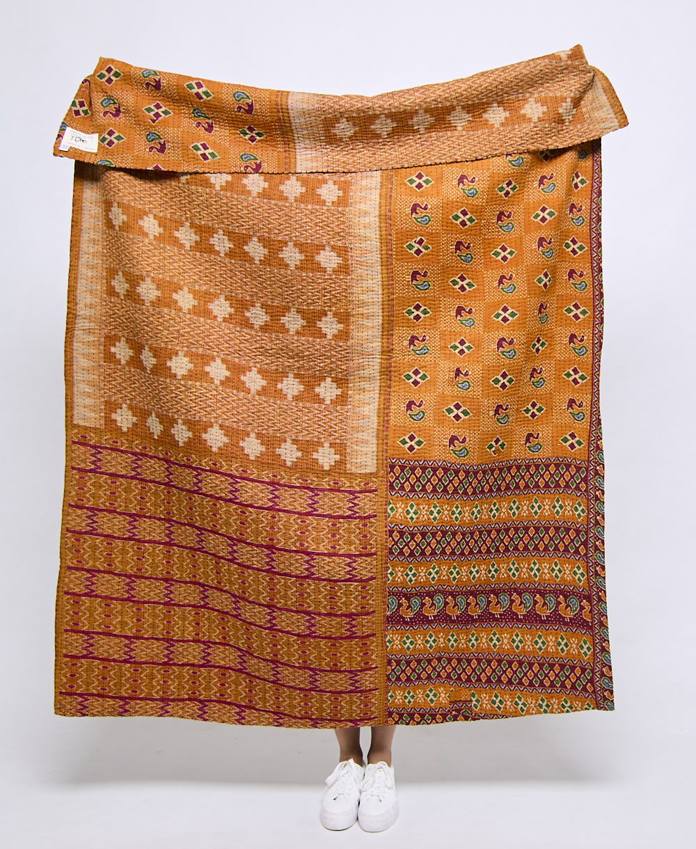 Artisan made kantha quilt throw