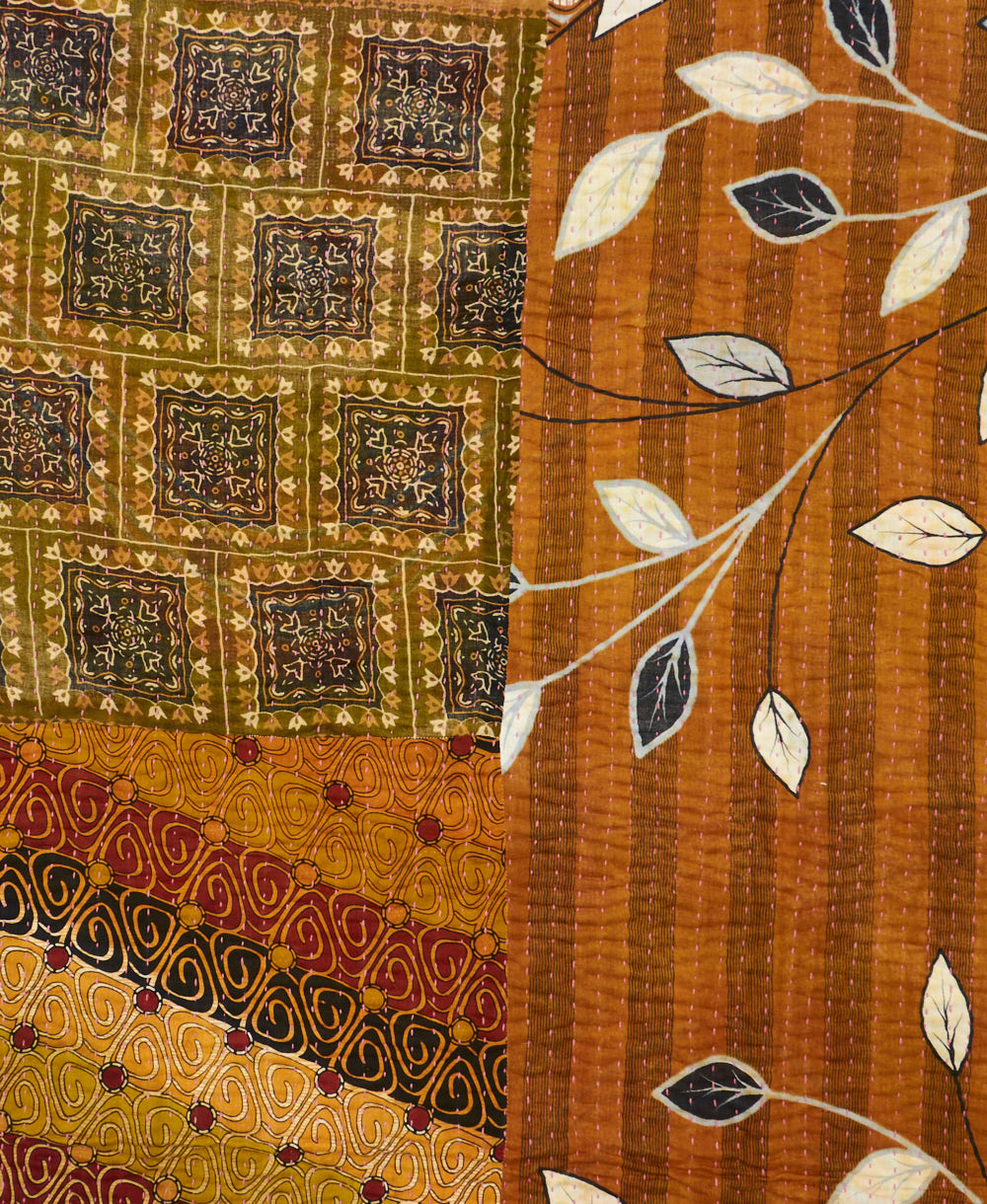 Kantha quilt throw made of recycled vintage saris