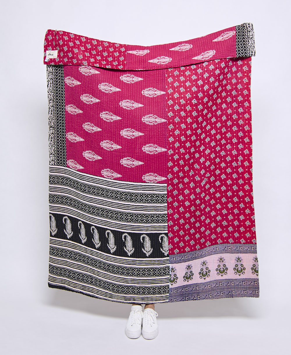 Artisan made kantha quilt throw