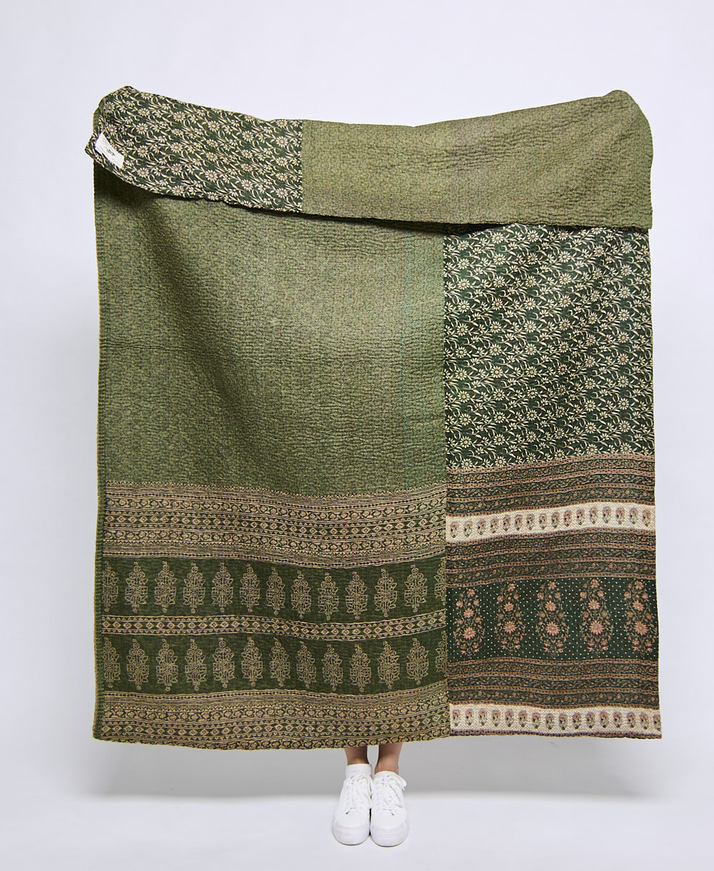 Artisan made kantha quilt throw