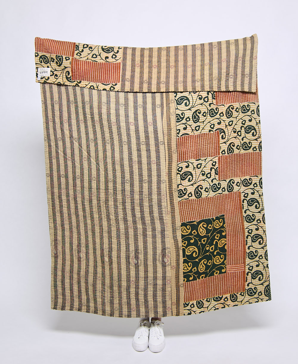 Artisan made kantha quilt throw