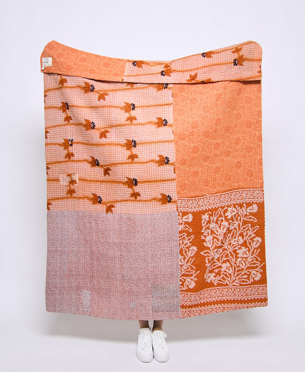 Artisan made kantha quilt throw