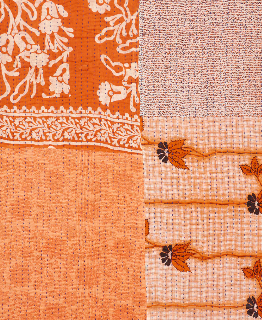 Kantha quilt throw made of recycled vintage saris