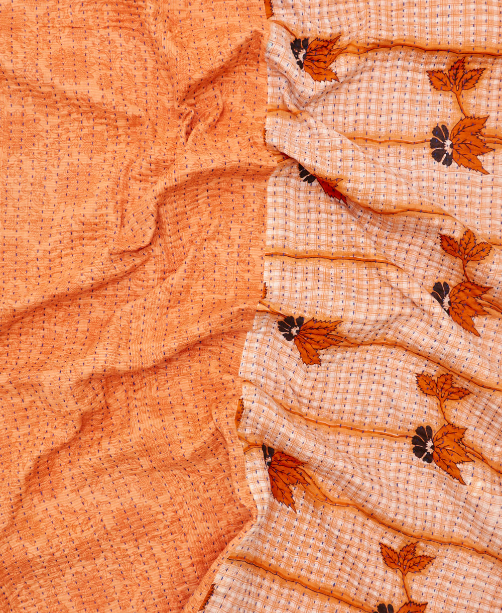 Kantha quilt throw featuring traditional kantha hand stitching
