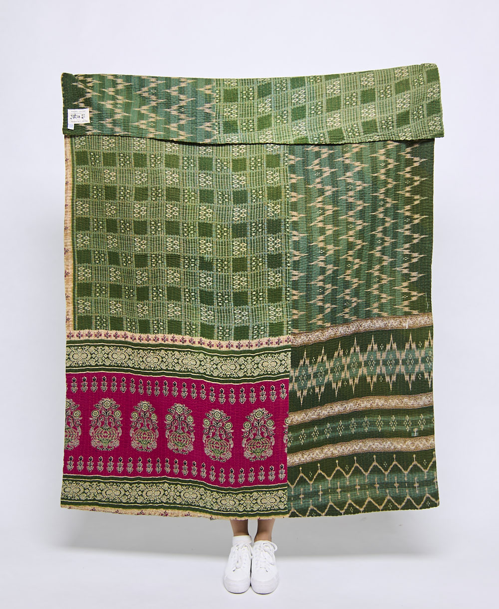 Artisan made kantha quilt throw
