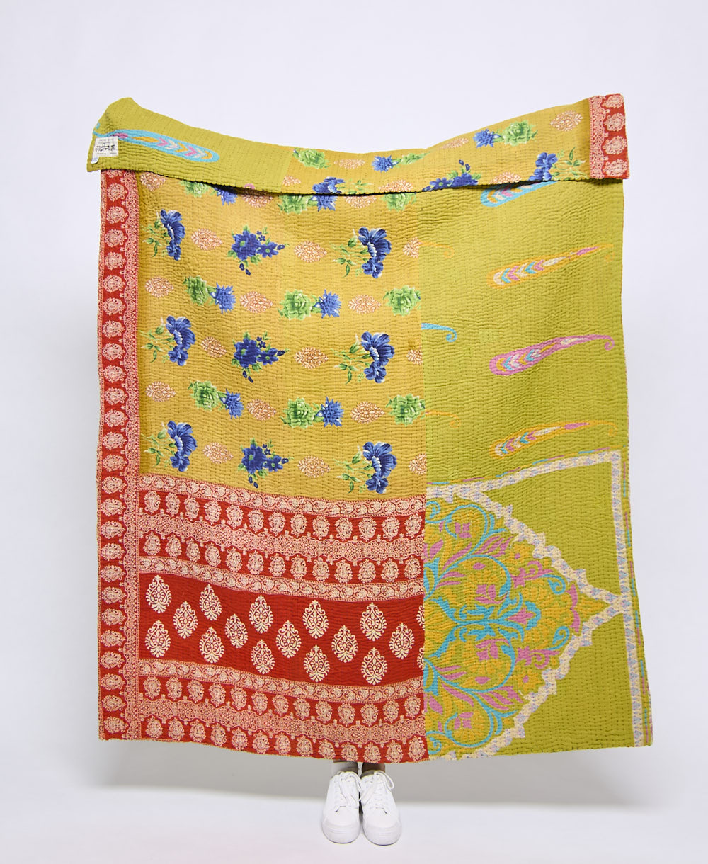 Artisan made kantha quilt throw