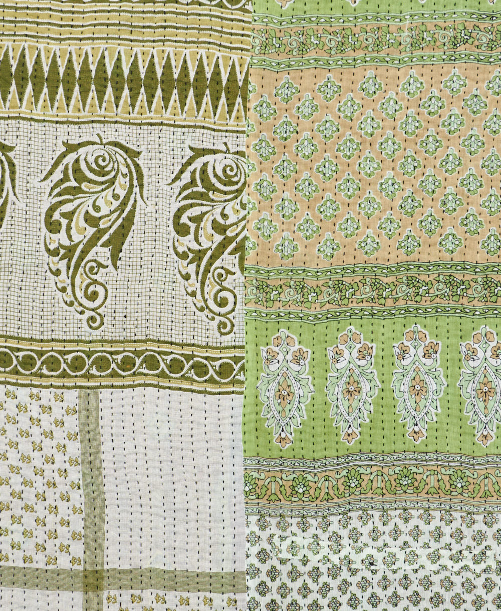 Kantha quilt throw made of recycled vintage saris