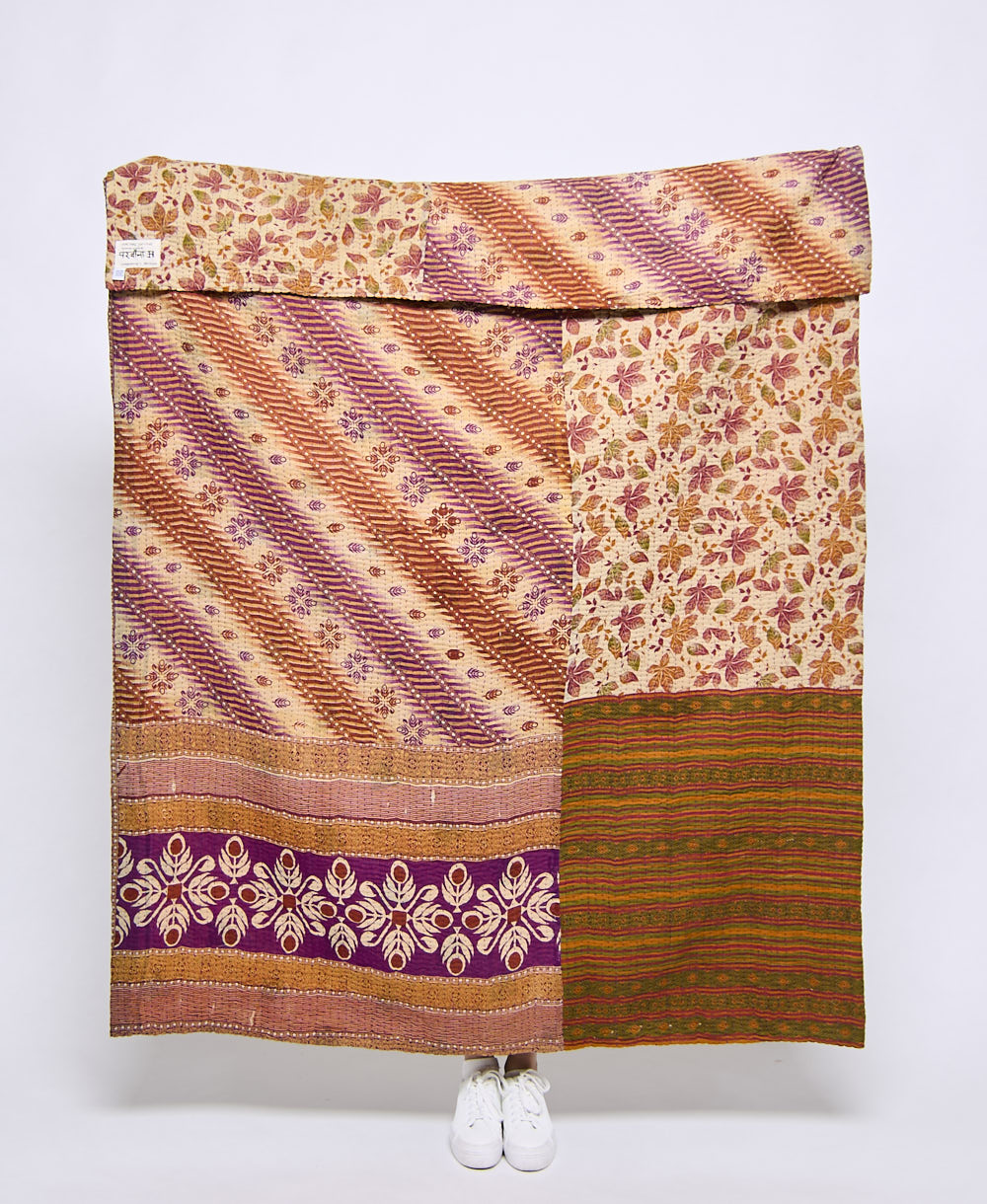 Artisan made kantha quilt throw