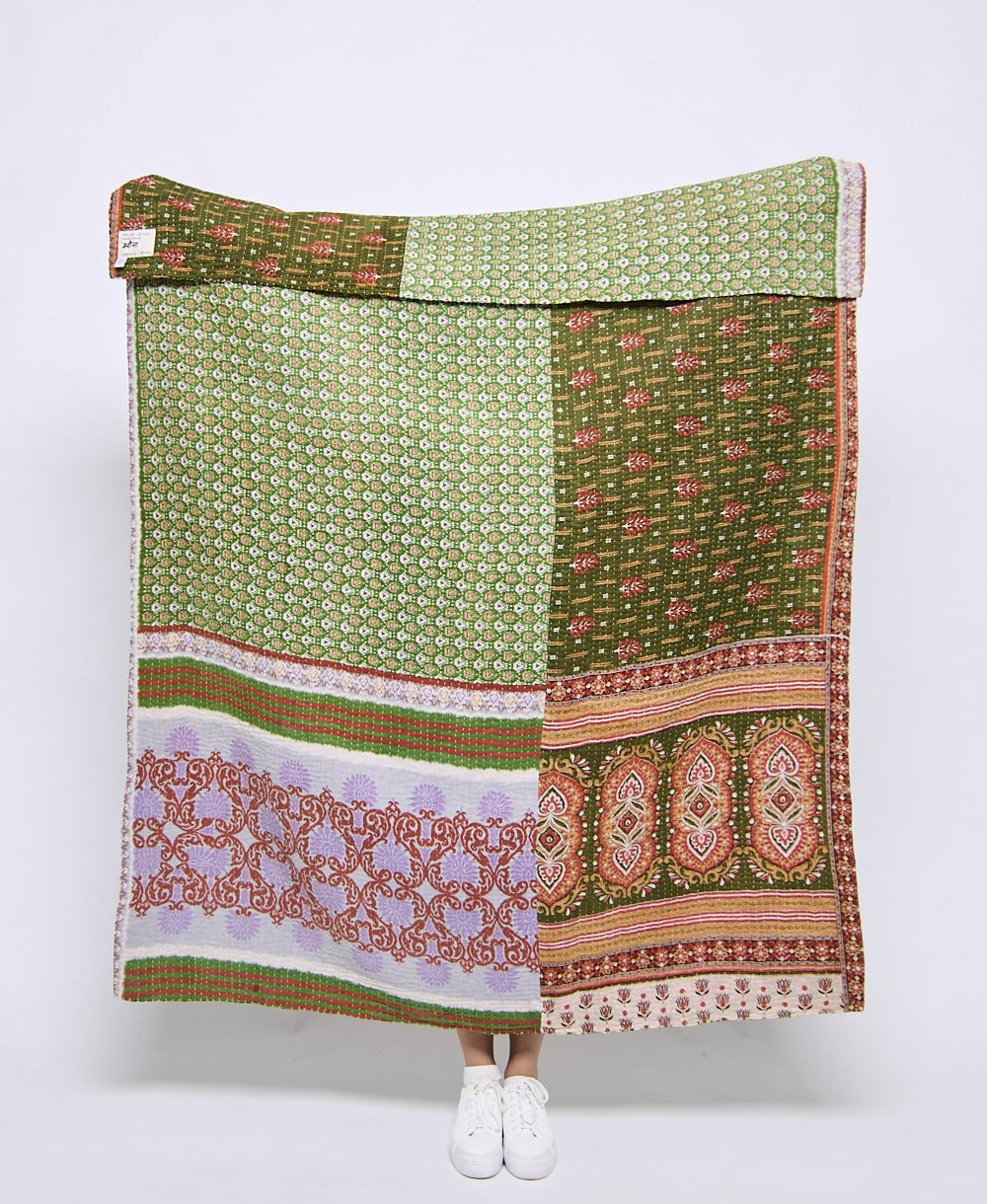 Artisan made kantha quilt throw