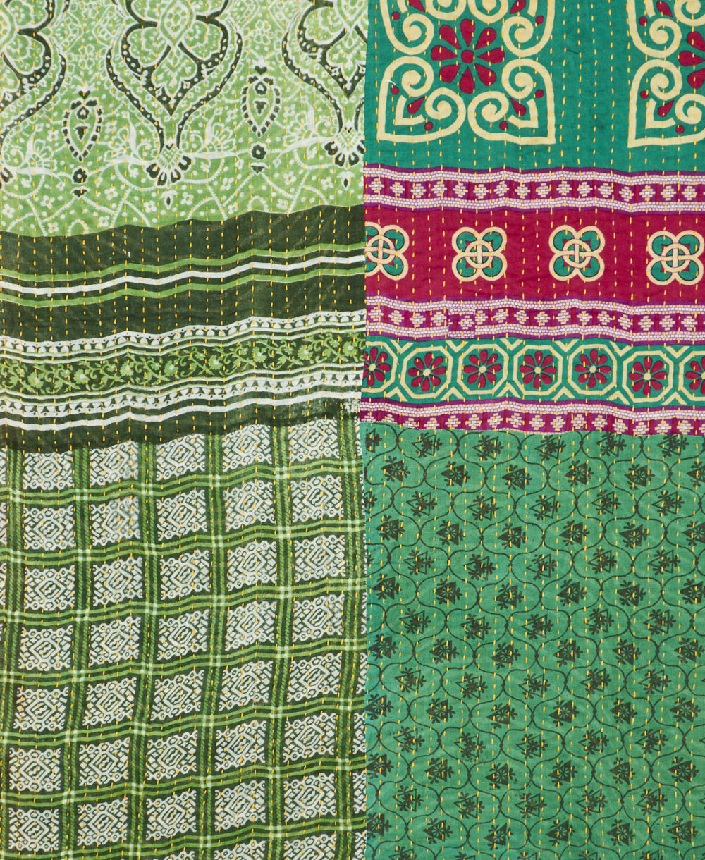 Kantha quilt throw made of recycled vintage saris