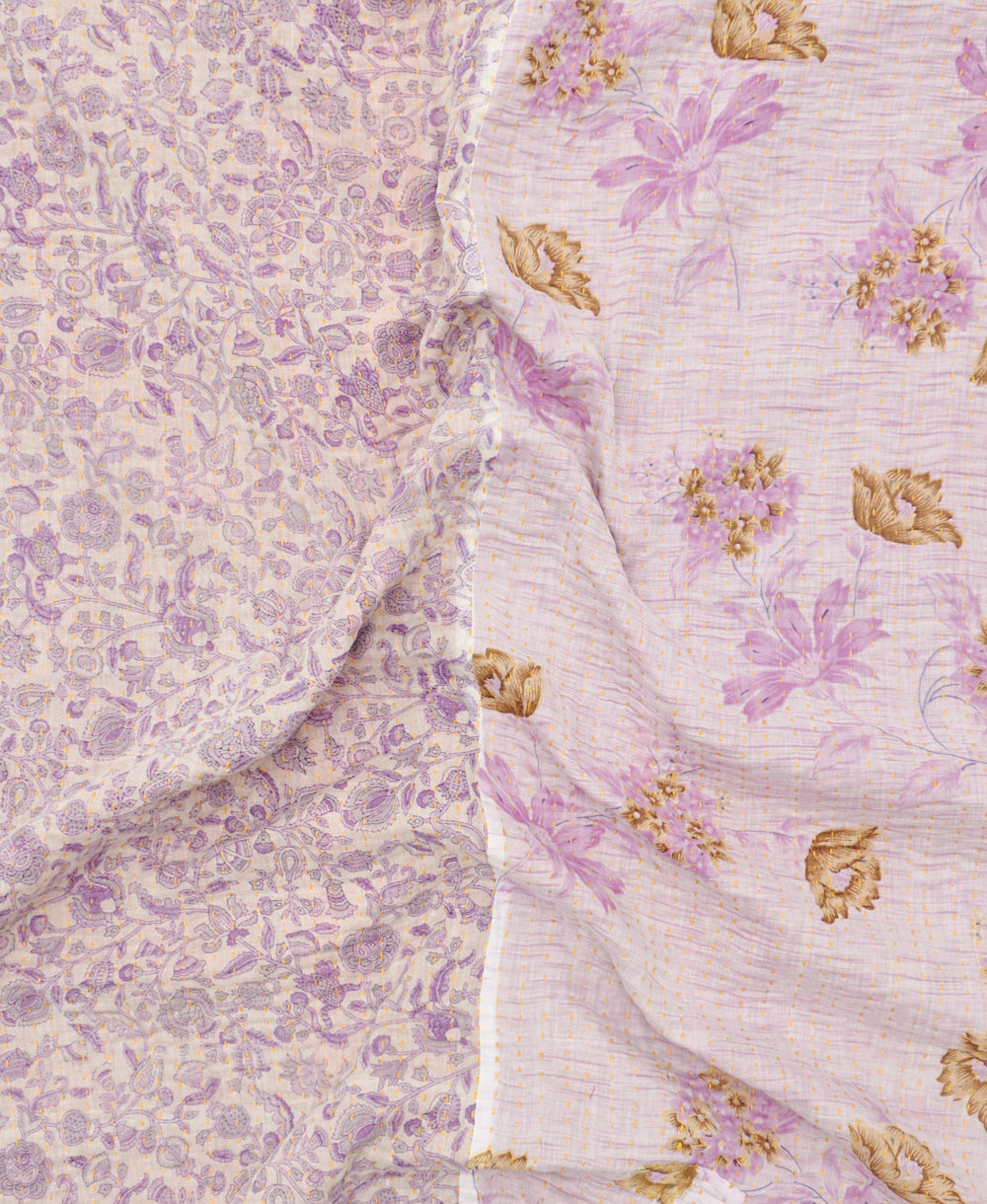 Kantha quilt throw featuring traditional kantha hand stitching