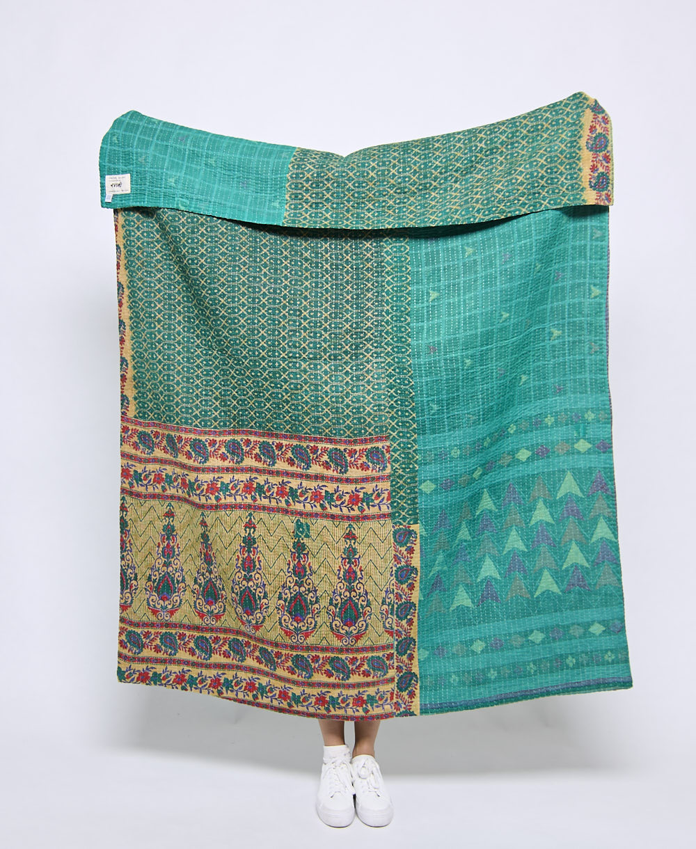 Artisan made kantha quilt throw