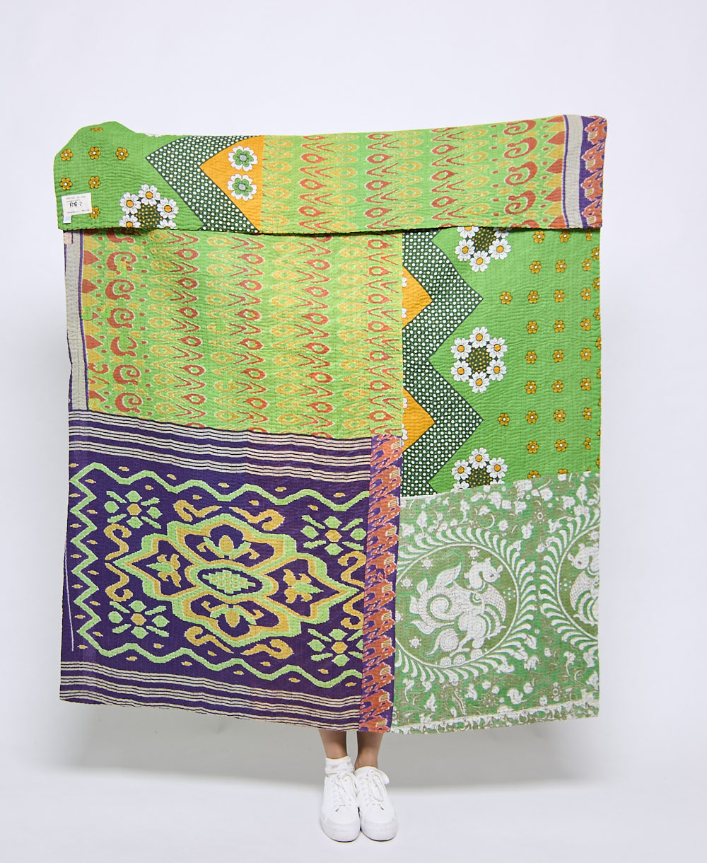 Artisan made kantha quilt throw
