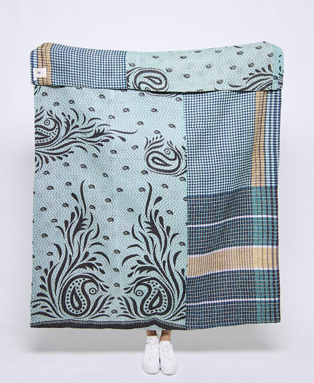 Artisan made kantha quilt throw