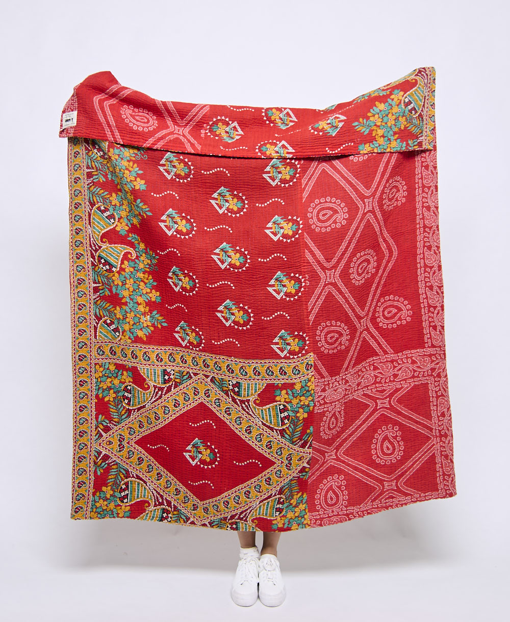 Artisan made kantha quilt throw