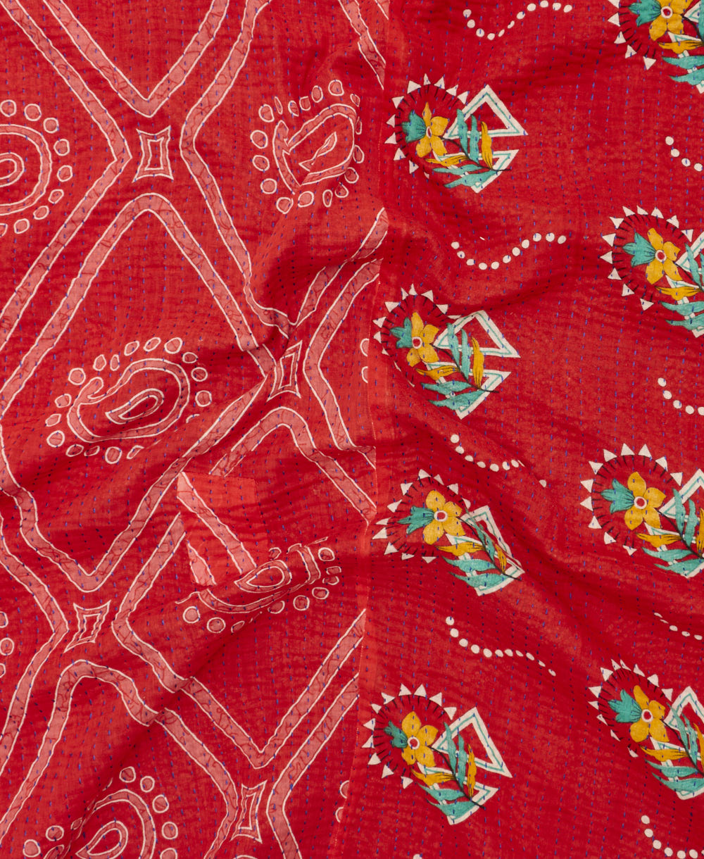 Kantha quilt throw featuring traditional kantha hand stitching