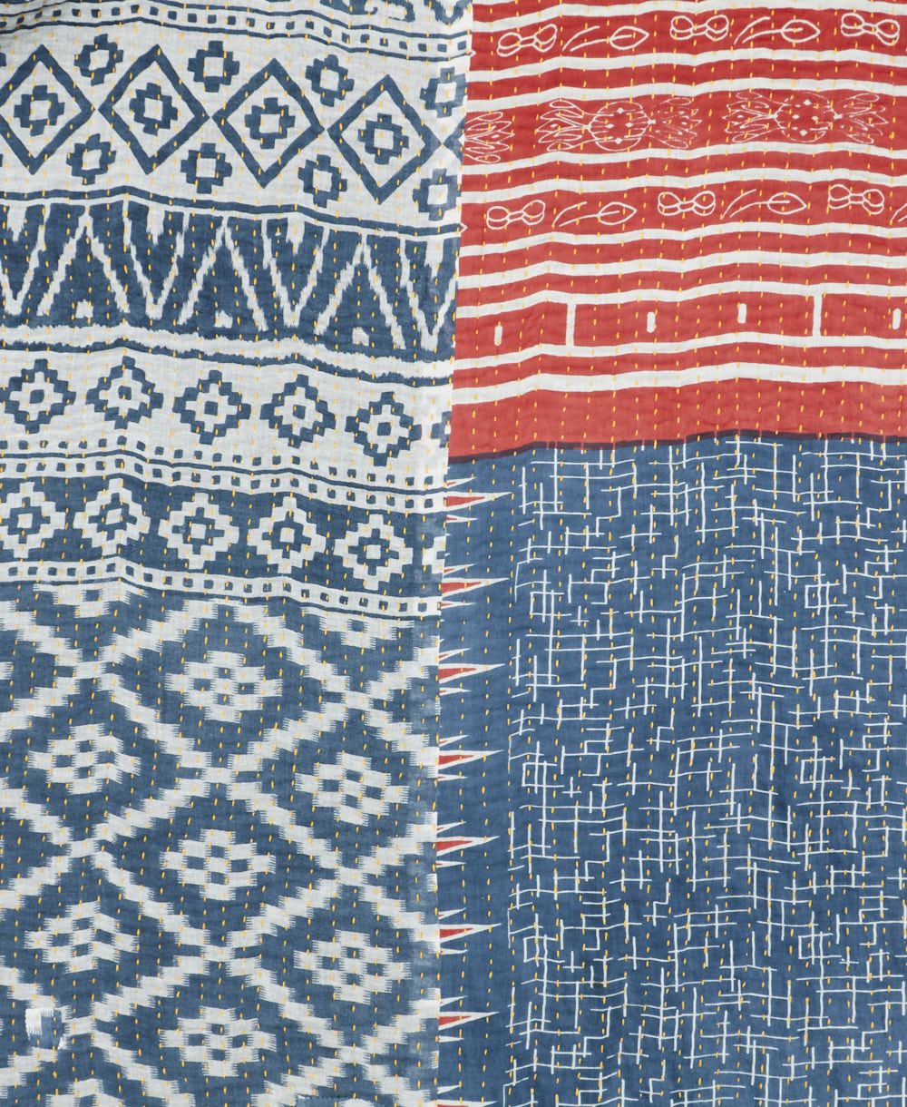 Kantha quilt throw made of recycled vintage saris