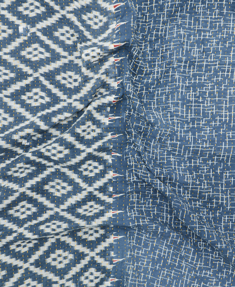 Kantha quilt throw featuring traditional kantha hand stitching