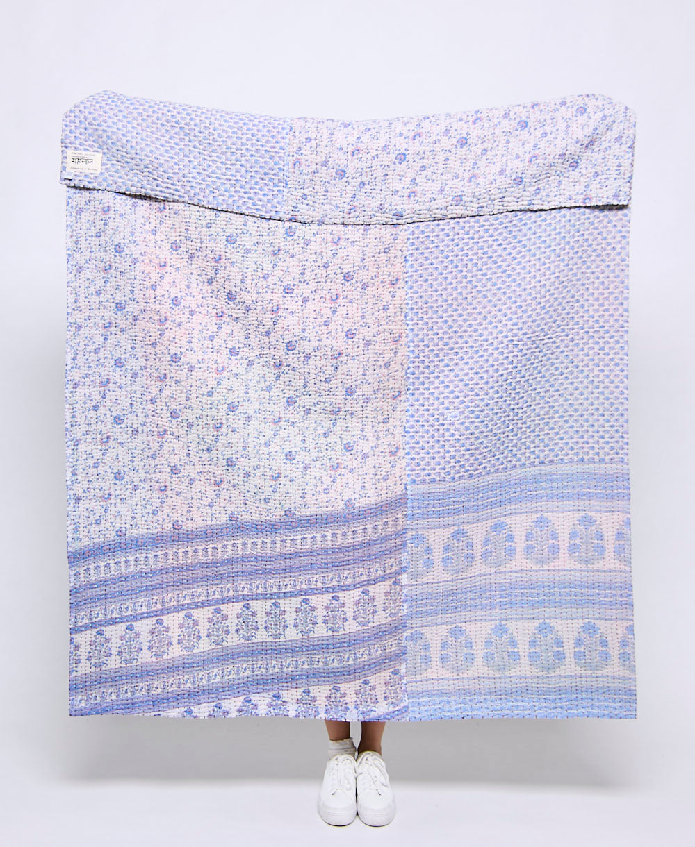 Artisan made kantha quilt throw
