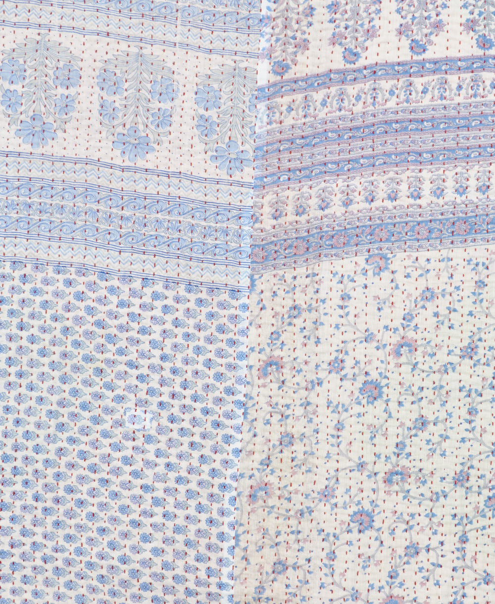 Kantha quilt throw made of recycled vintage saris