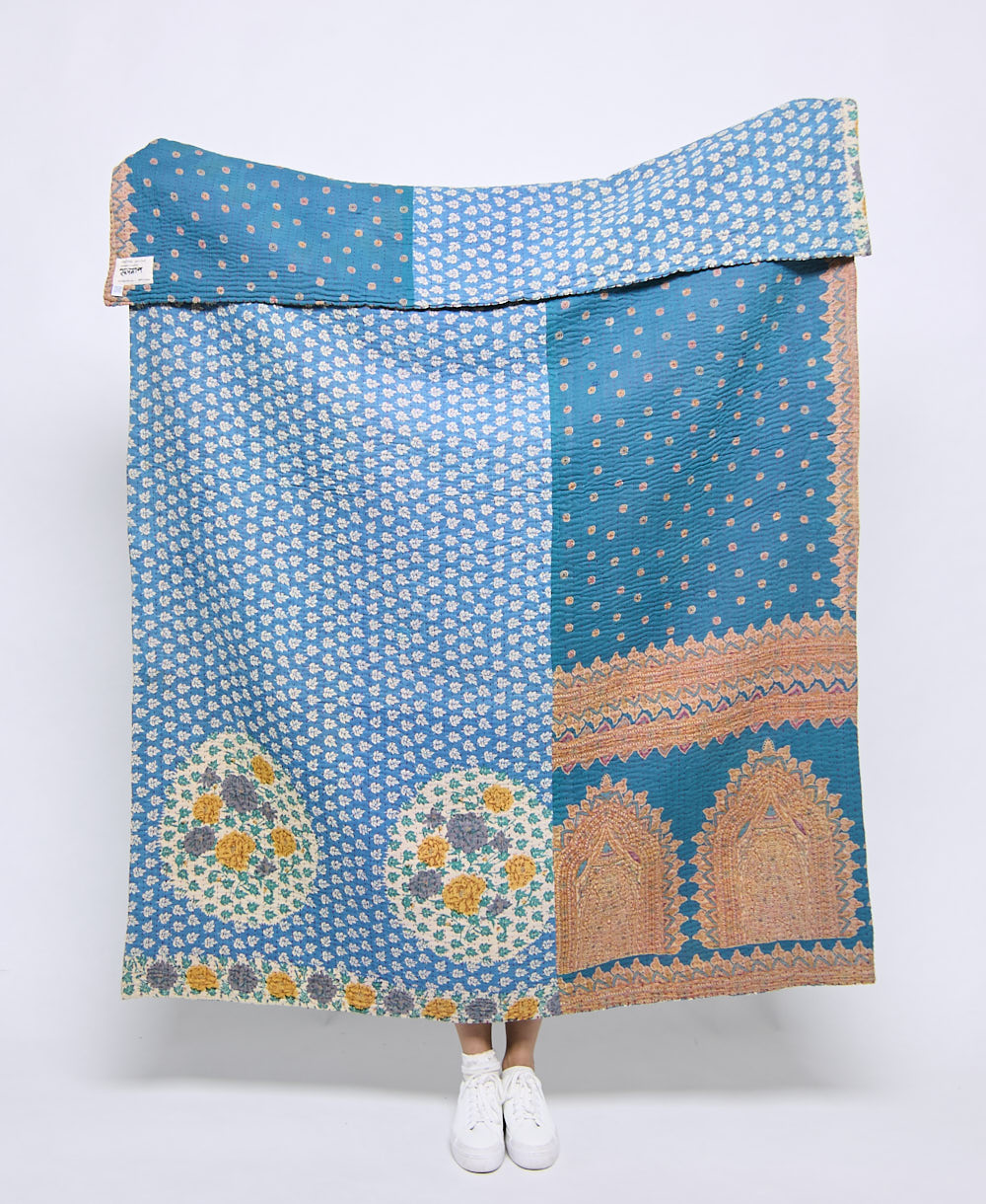 Artisan made kantha quilt throw