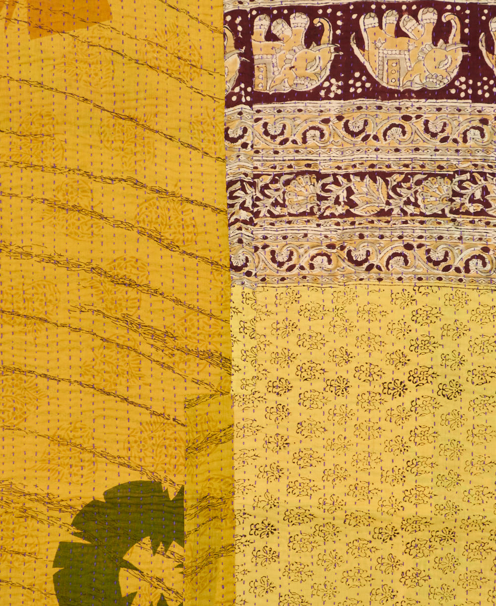 Kantha quilt throw made of recycled vintage saris