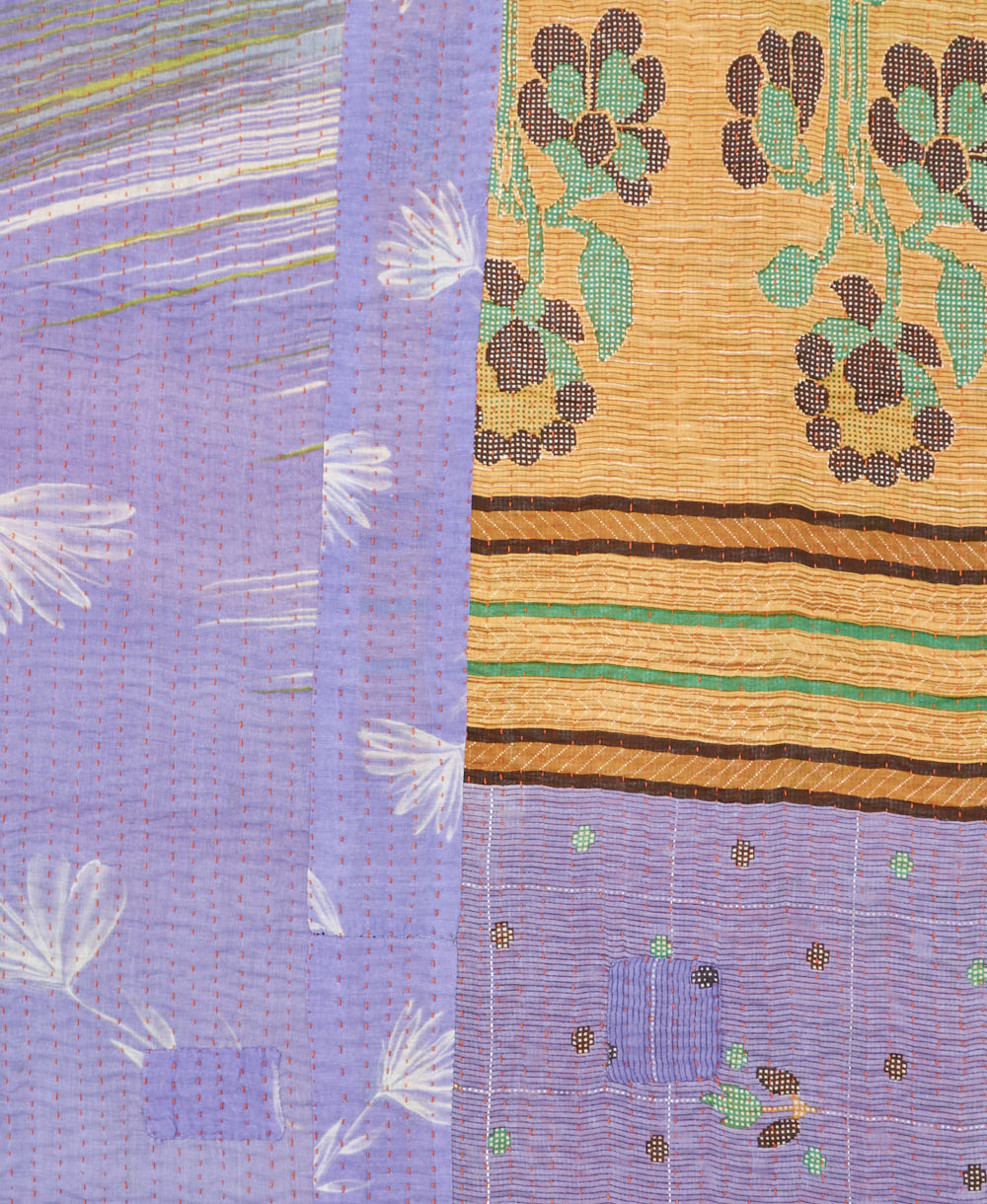 Kantha quilt throw made of recycled vintage saris