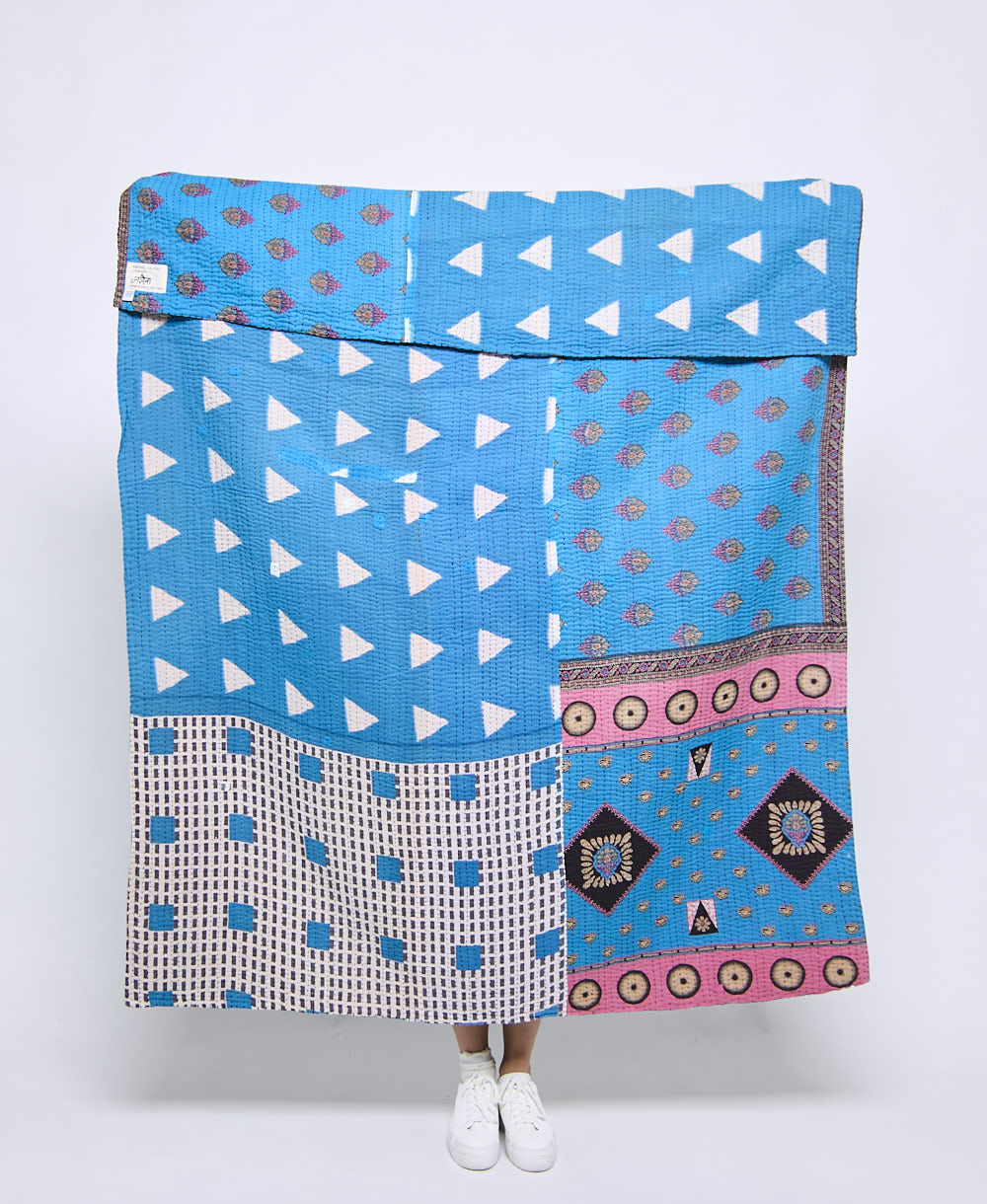 Artisan made kantha quilt throw