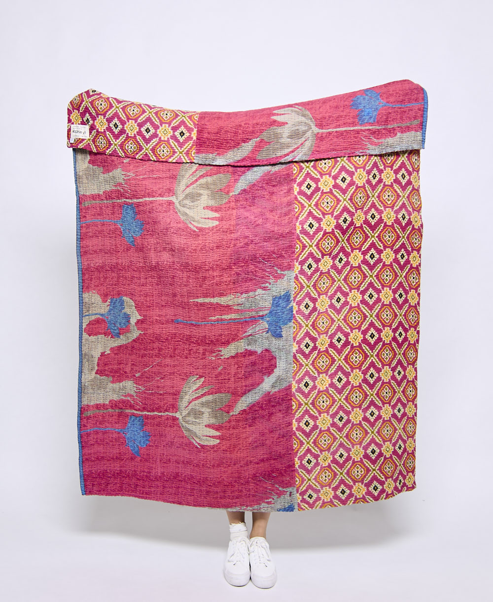 Artisan made kantha quilt throw