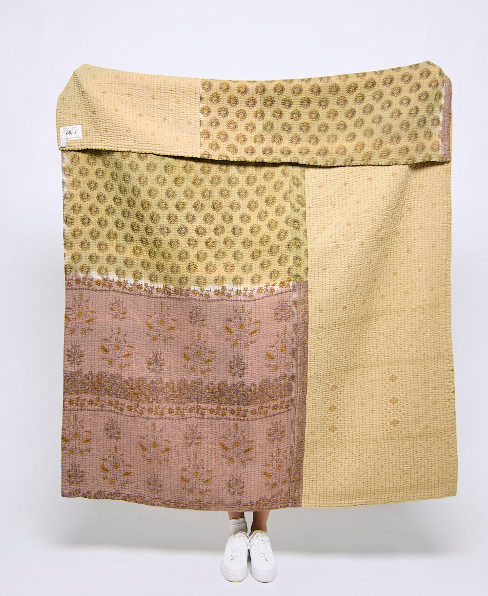 Artisan made kantha quilt throw