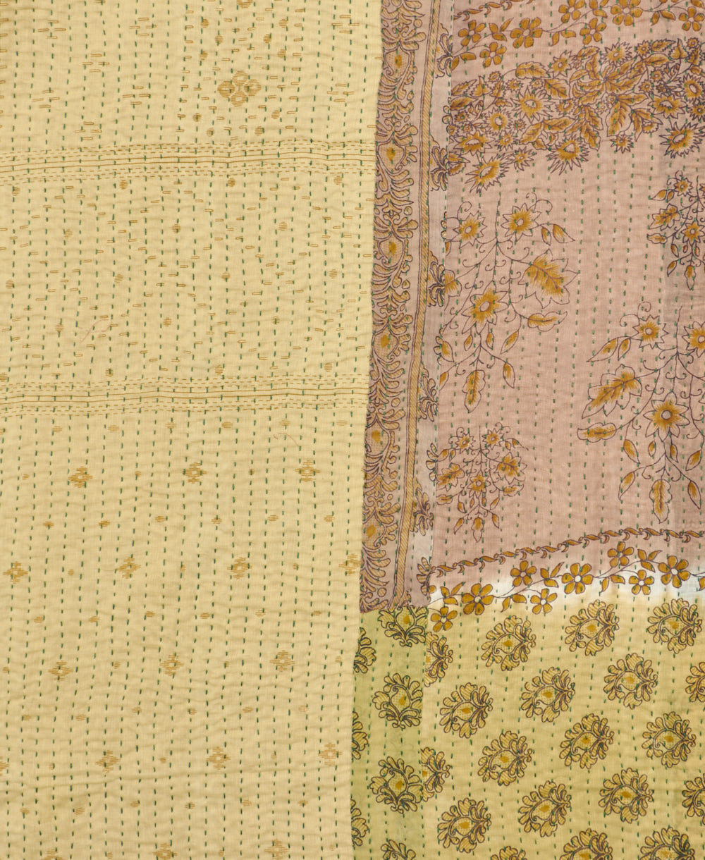 Kantha quilt throw made of recycled vintage saris
