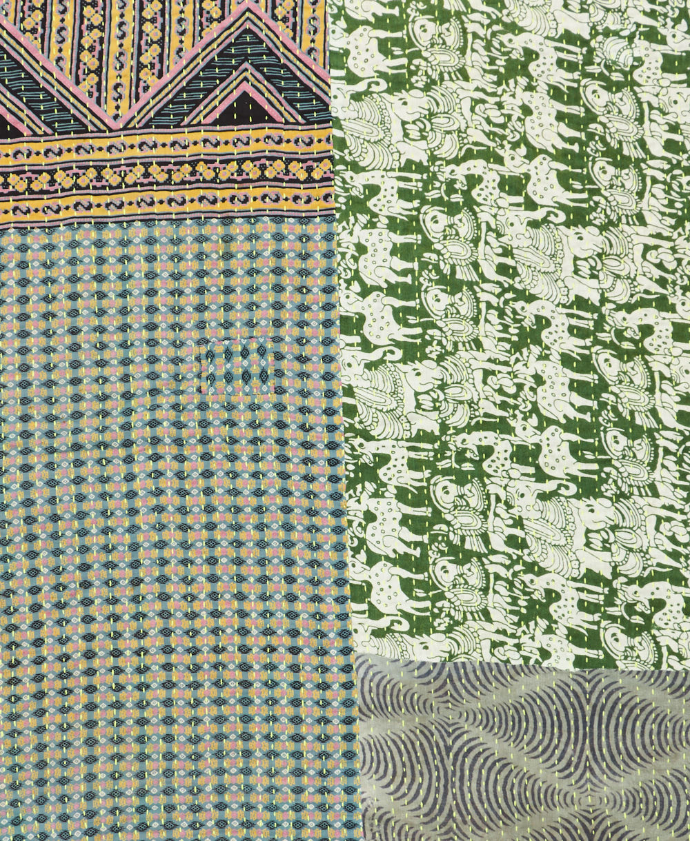 Kantha quilt throw made of recycled vintage saris