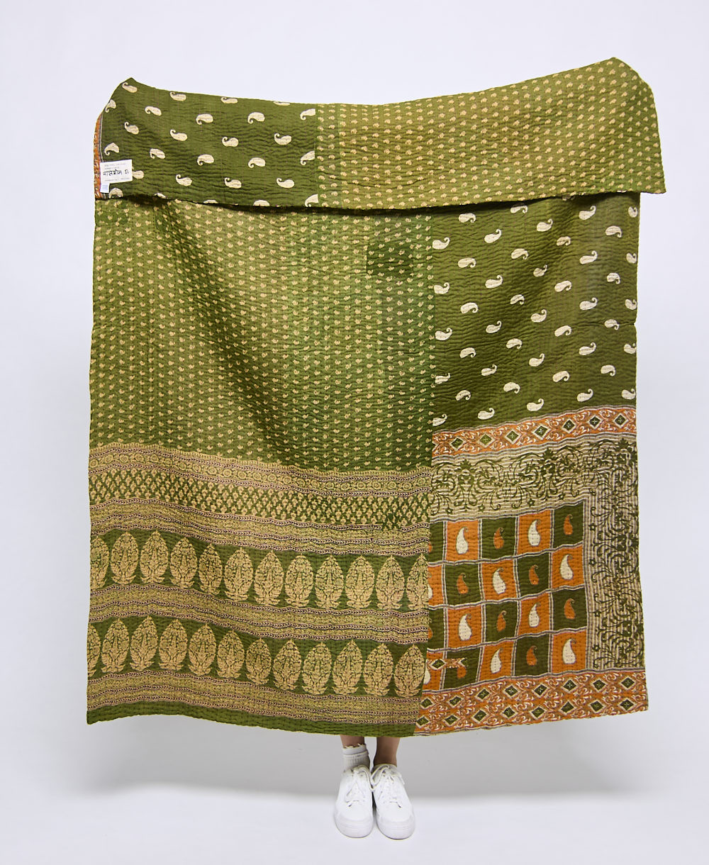 Artisan made kantha quilt throw