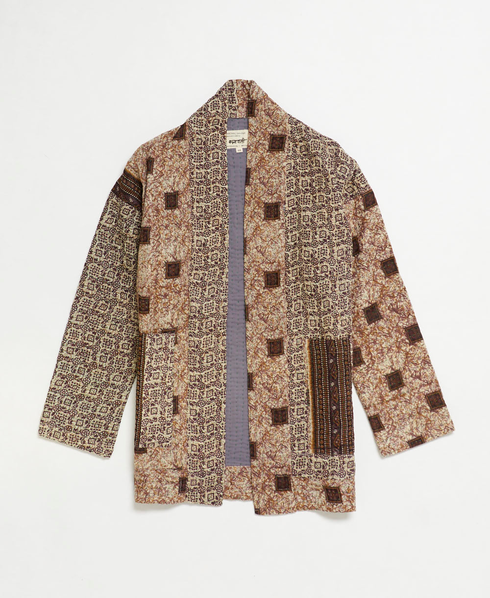 handmade open front cocoon quilted jacket