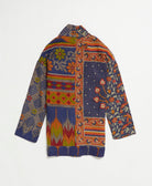 open front quilted jacket made from upcycled saris by artisans in India