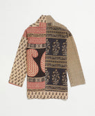 open front quilted jacket made from upcycled saris by artisans in India