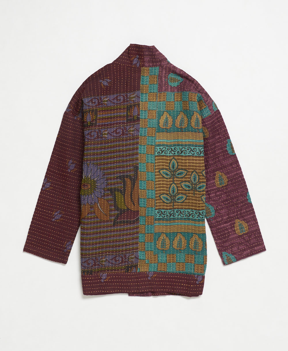 handmade open front cocoon quilted jacket